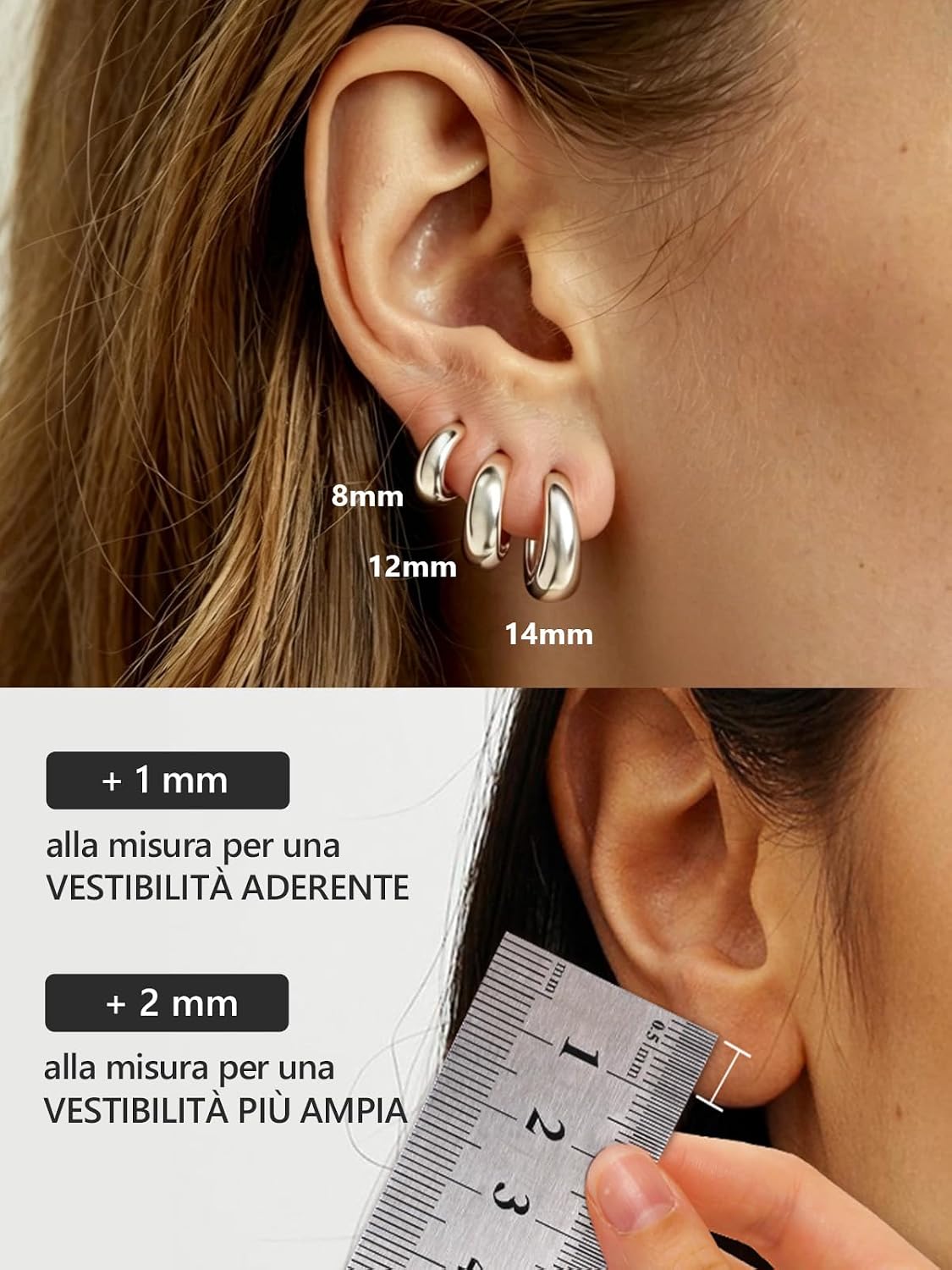 Detalle de Silvora Orecchini Cerchio Argento 925 – Cerchi piccoli eleganti in argento con montatura in rame