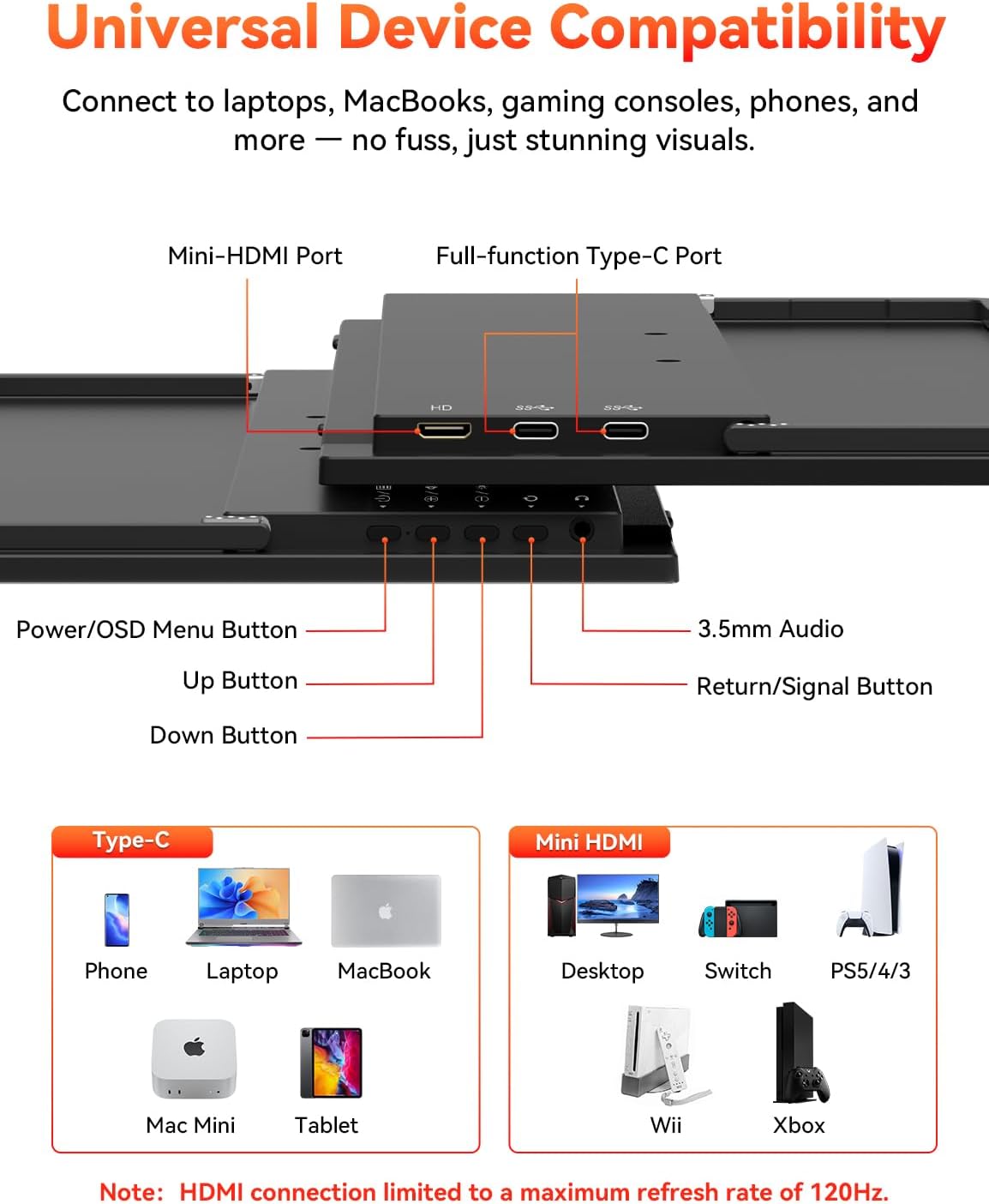 Detalle de HotYeah 16-inch portable gaming monitor