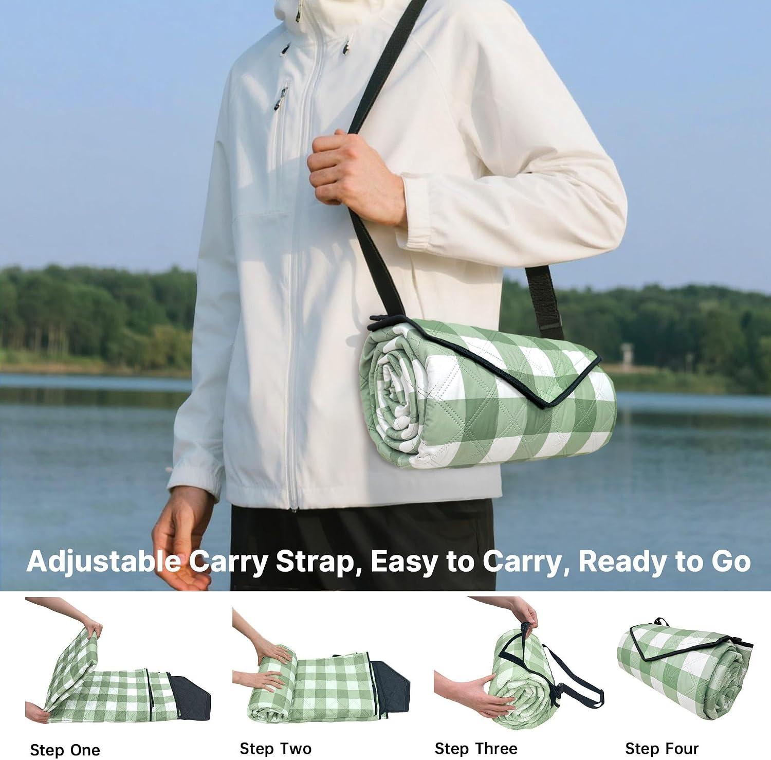 Thumbnail 4 de TigeJoy Large Picnic Blanket, 80" x 80" Waterproof Sand-Resistant Mat