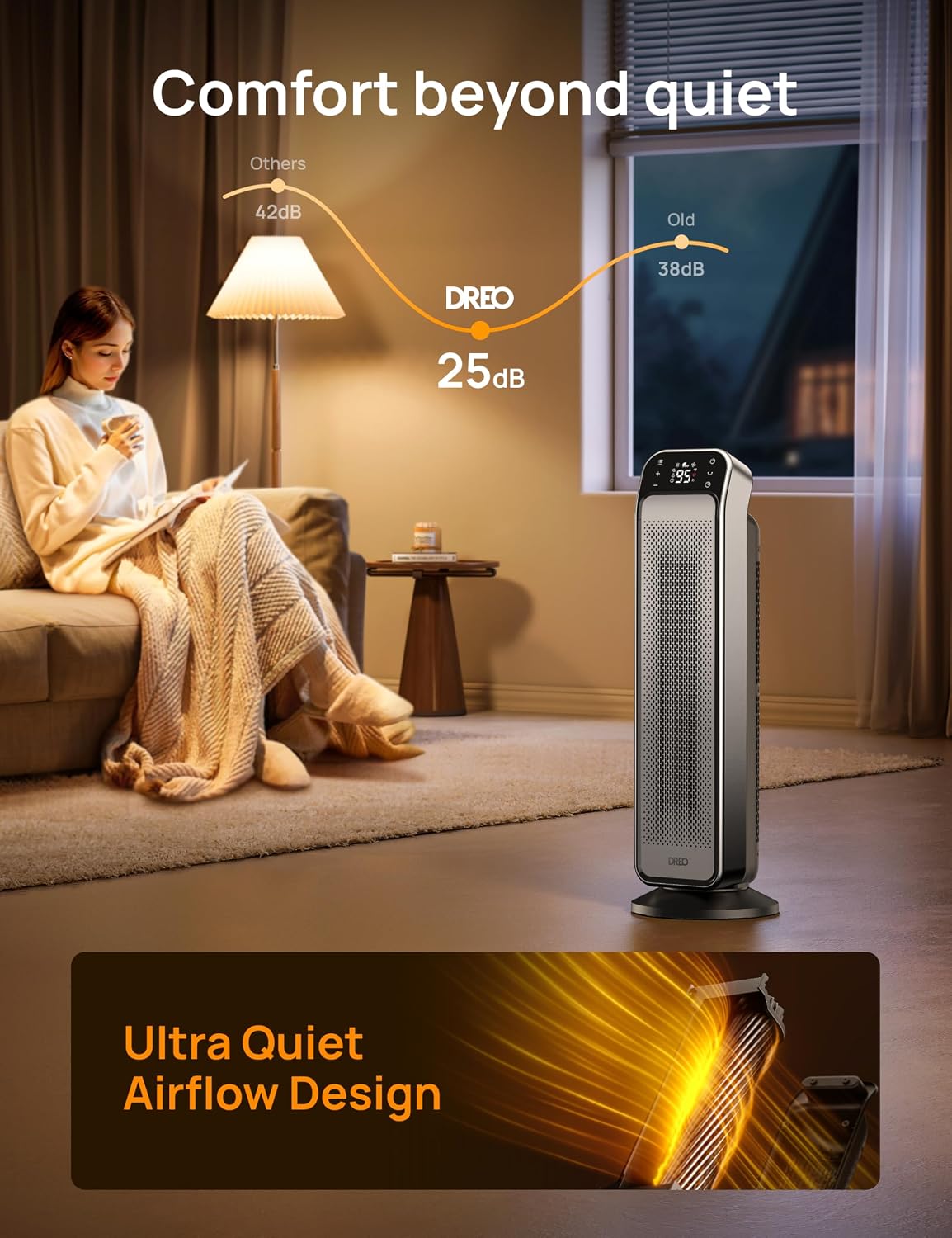 Thumbnail 3 de Dreo 25 Inch Electric Heater, 70° Oscillating