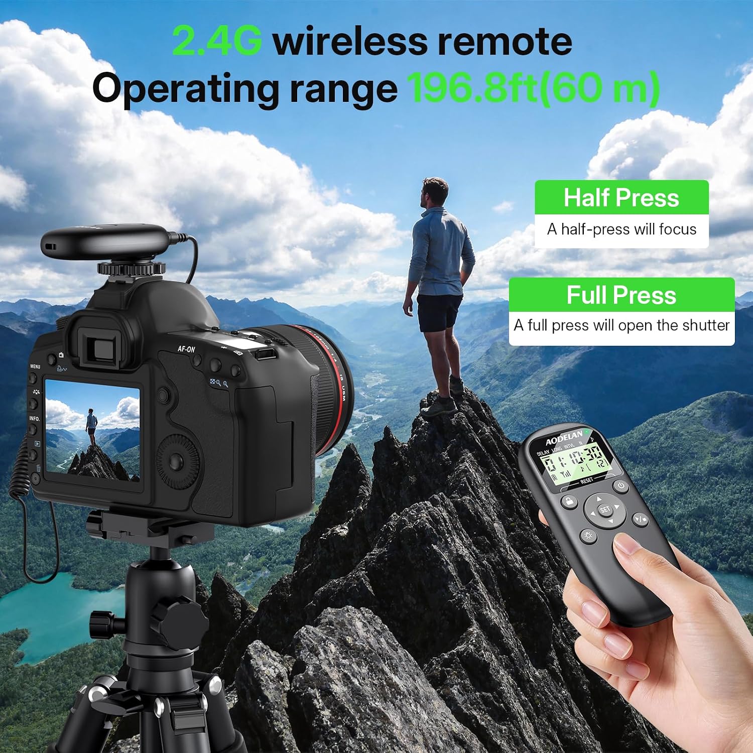 Detalle de AODELAN Rechargeable Camera Timer Intervalometer Remote for Sony: Wireless Shutter Release for ZV‑E10 II, ZV‑E1, A7 IV series and more
