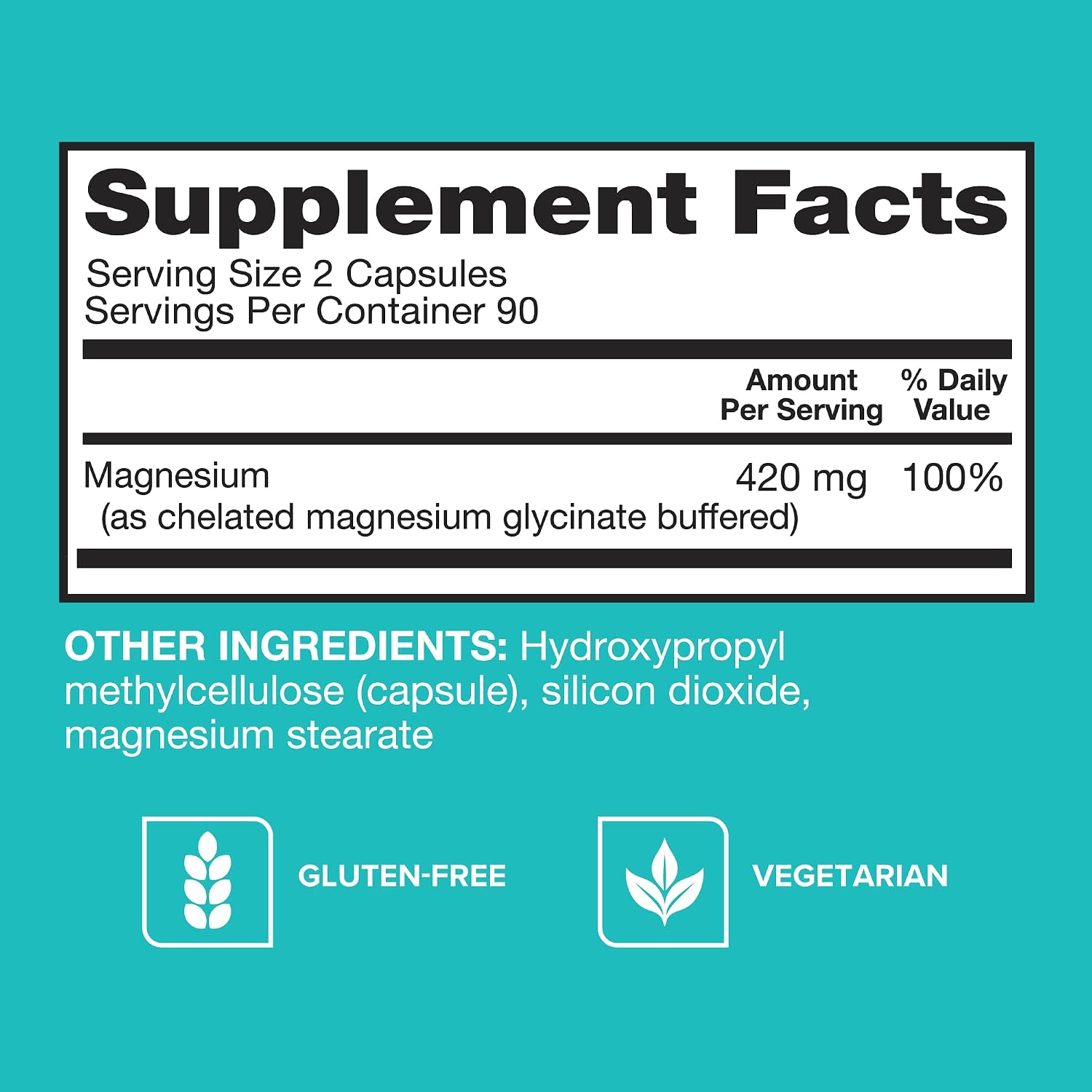 Detalle 2 de Qunol Magnesium 420 mg Capsules, 180 Count, Vegetarian, High Absorption