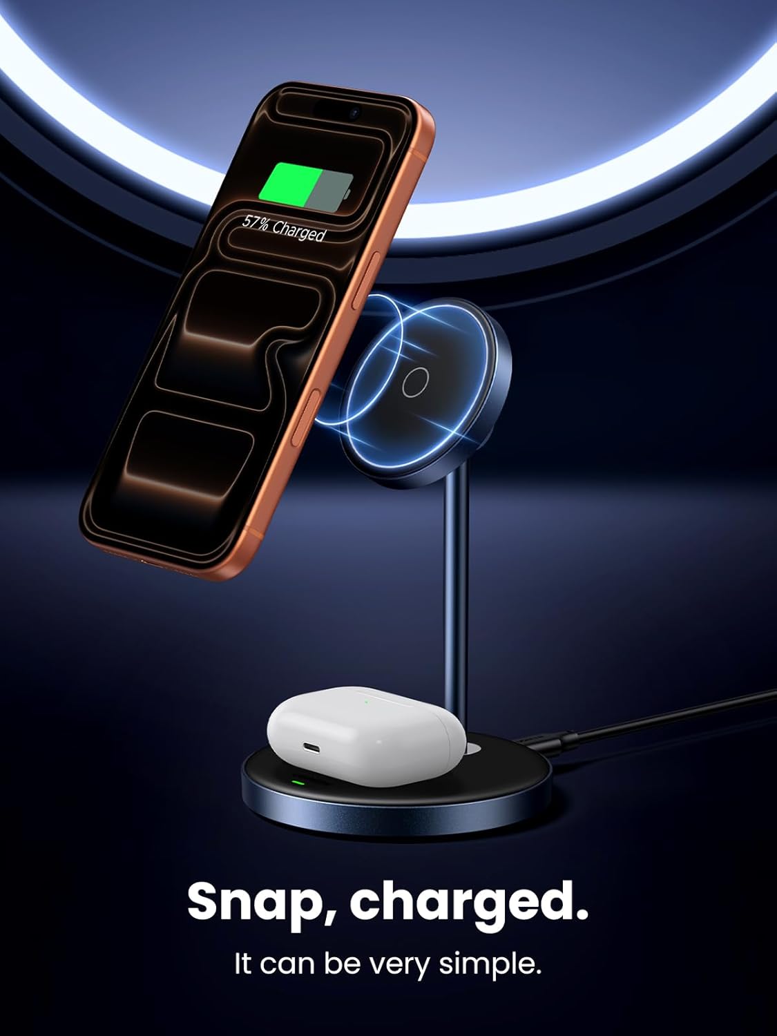 Thumbnail 1 de UGREEN MagFlow Wireless Charger: 2-in-1 Magnetic Stand for iPhone and AirPods