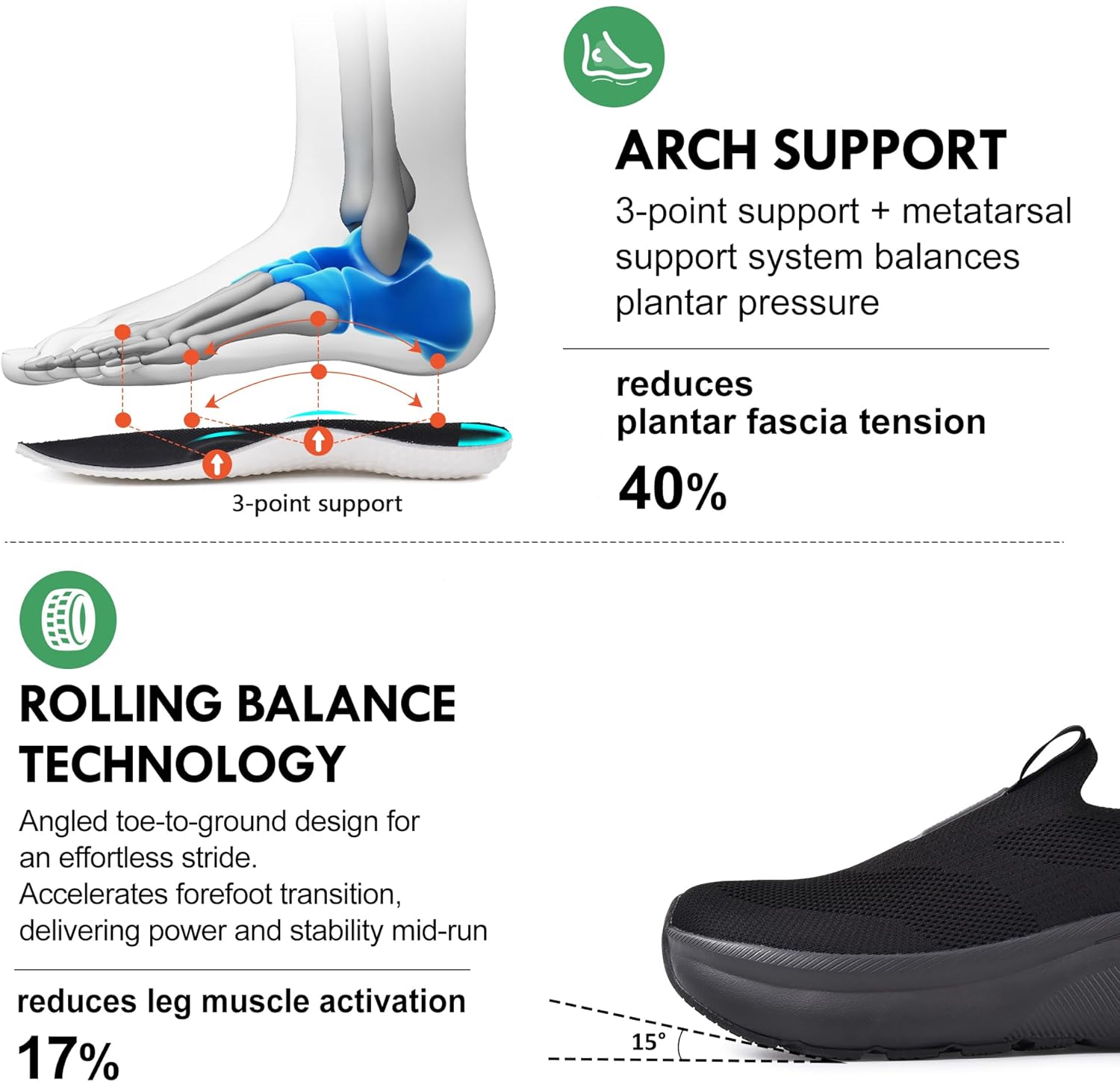 Thumbnail 2 de JACKSHIBO Slip-in Free up Hands Shoes with Wide Toe Box, Arch Support and Cushioned Zero Drop Sole