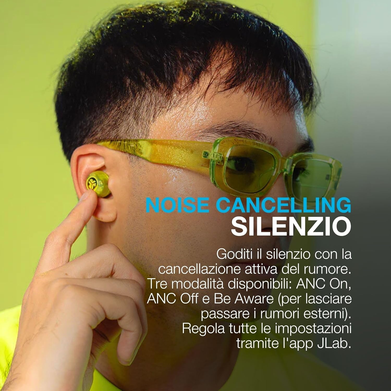 Thumbnail 1 de JLab Go Pop ANC Auricolari Bluetooth ANC con microfono, multipoint e batteria 24+ h (IP55) – Viola Trasparente