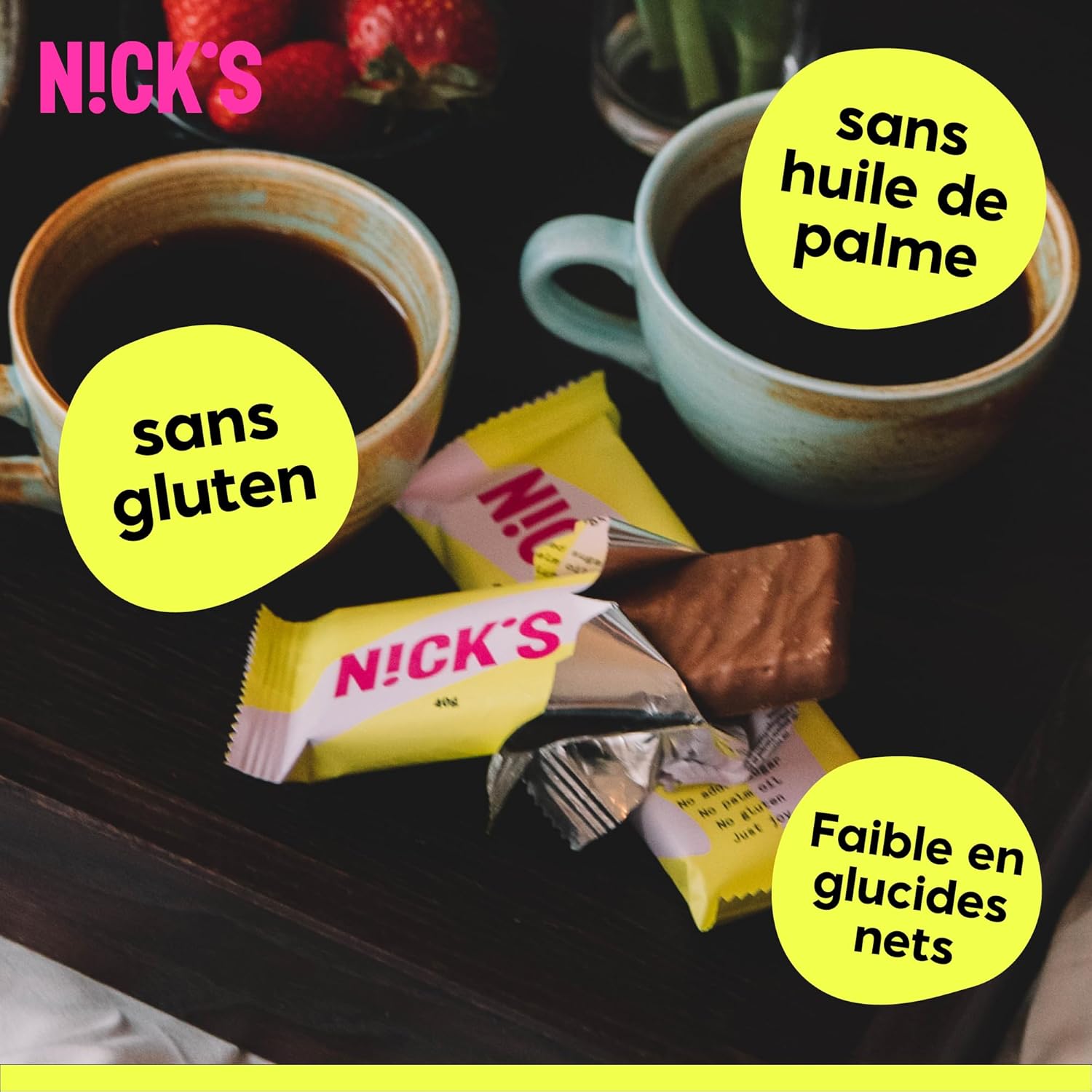 Thumbnail 3 de NICKS Gaufrettes au chocolat – Biscuits sans sucres ajoutés, low carb et sans gluten (24 x 35 g)