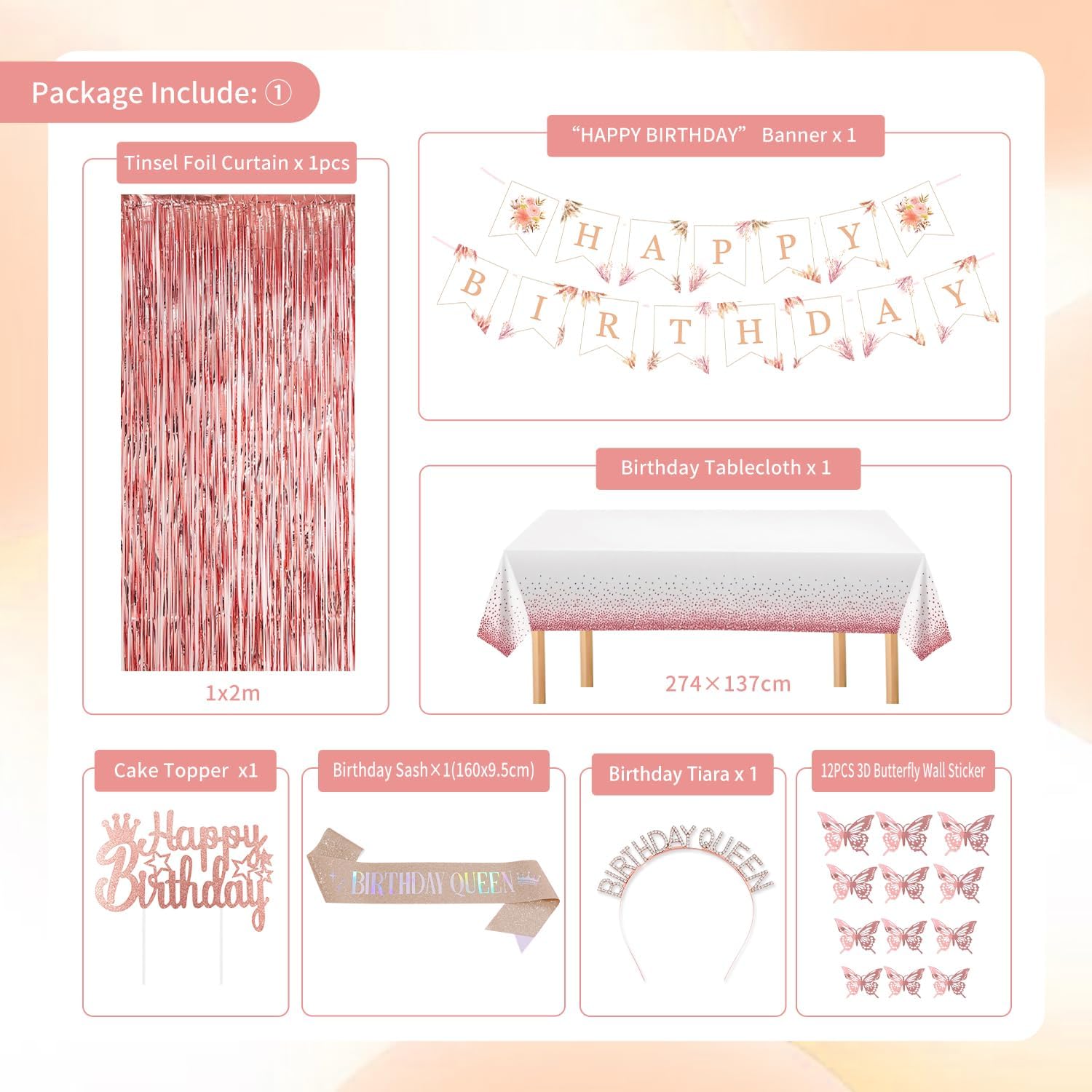 Thumbnail 2 de Retro Blush Pink Birthday Decorations Kit – Boho Gold & Dusty Pink Party Set