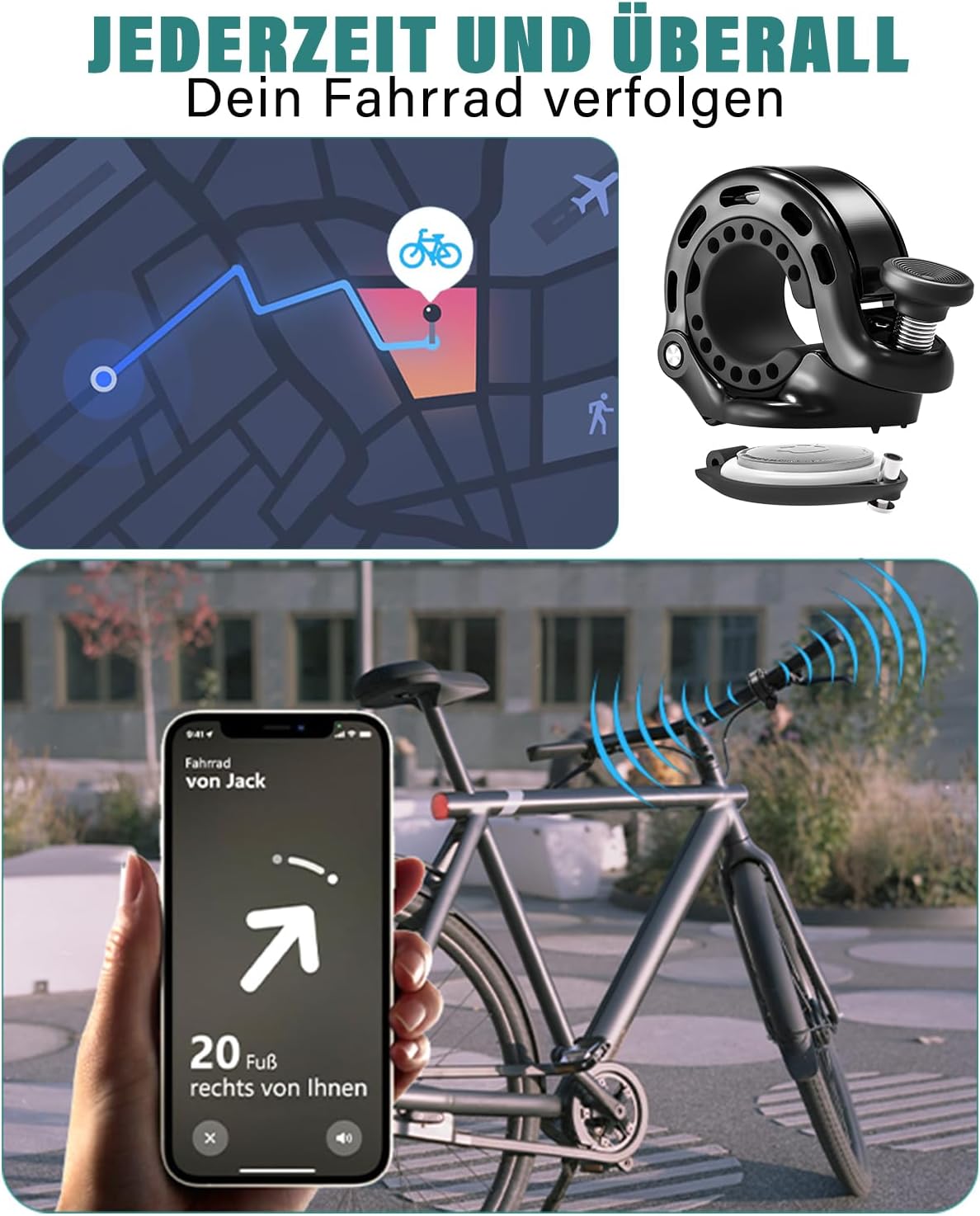 Detalle 2 de Fahrradklingel mit AirTag-Versteck 110 dB