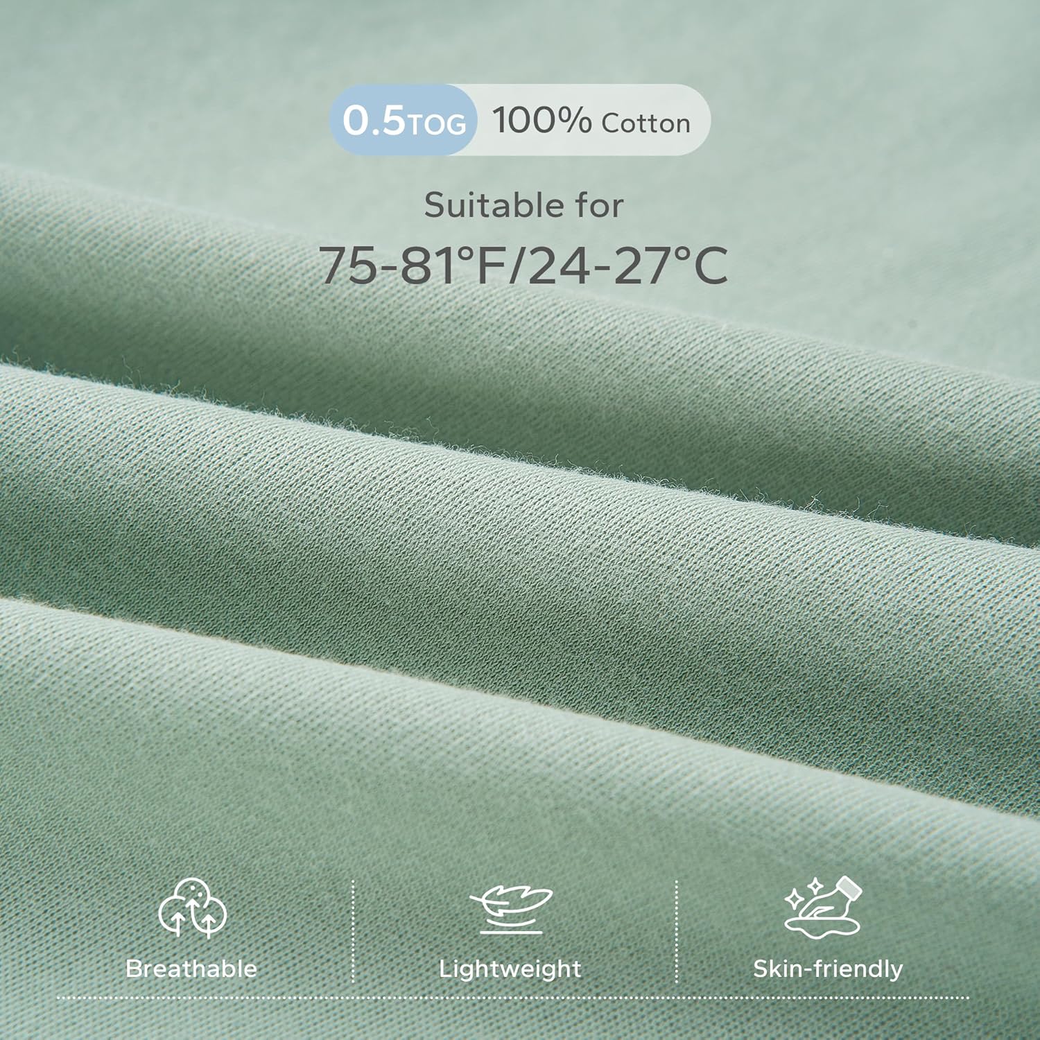 Thumbnail 1 de ZIGJOY Baby Sleeping Bag 0.5 Tog (100% cotton) summer newborn sleep sack, green & flower leaf