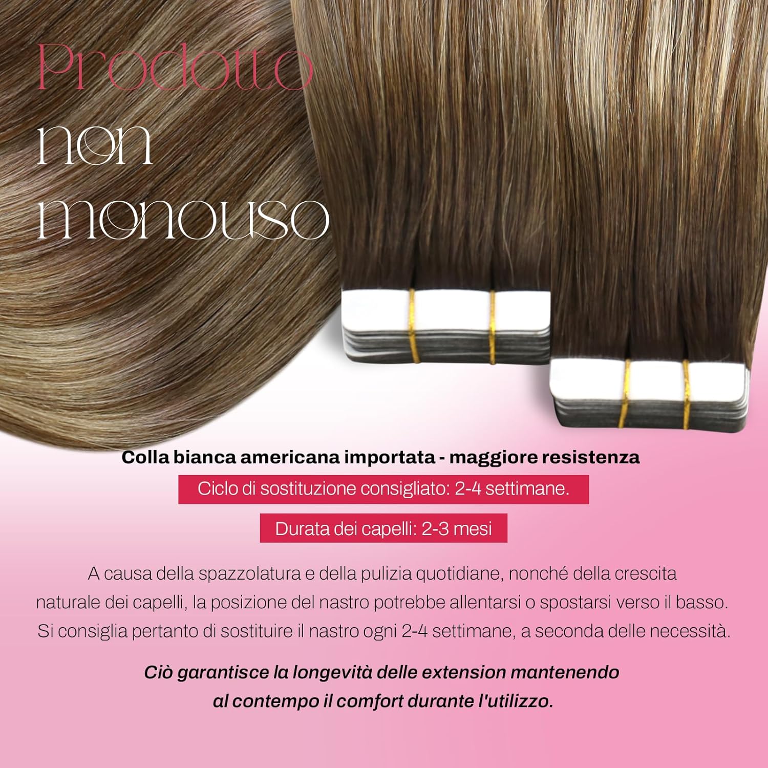 Thumbnail 2 de Moresoo Extension Capelli Veri Biadesivo Balayage 40 cm, 20 pezzi #4/6/613