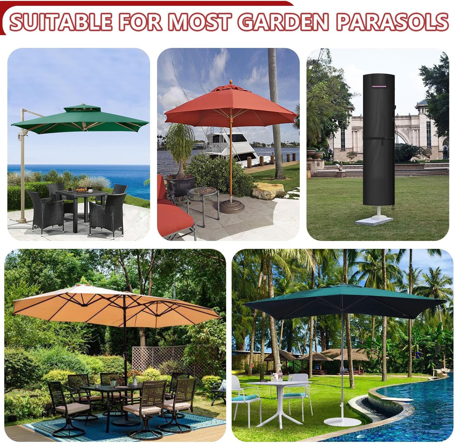 Thumbnail 6 de LAMUNI Housse de Protection pour Parasol Déporté Ø300 cm – Housse extérieure résistante, with tige et ventilation