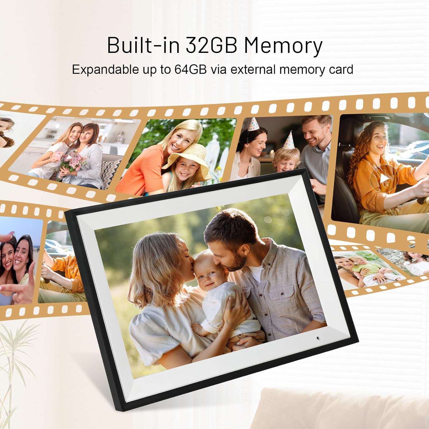 Thumbnail 2 de AEEZO Cadre photo numérique WiFi 10,1 pouces IPS (1280×800) 32 Go, mode sommeil, AiMOR