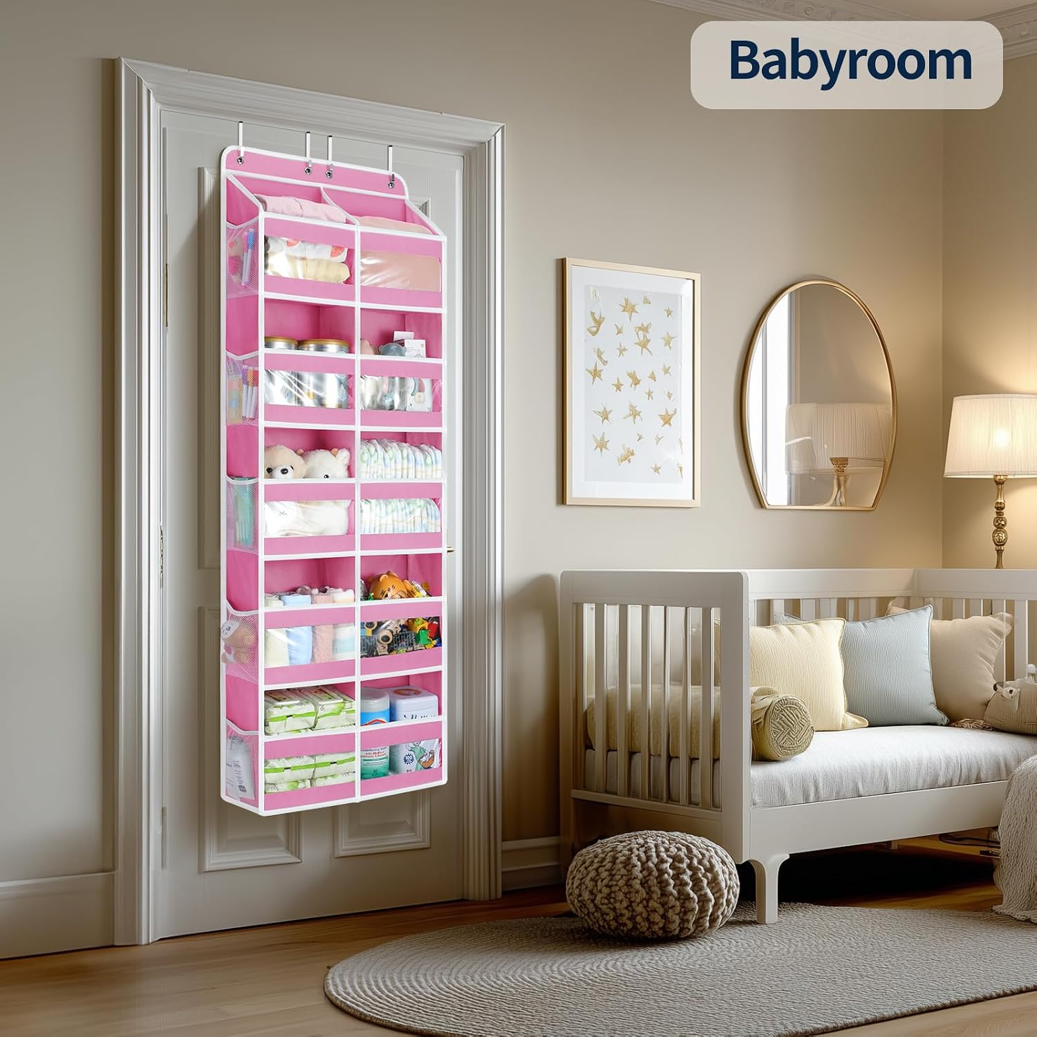 Detalle de Yecaye Over the Door Organizer, 5-Tier Dual-Column, Pink, 10 Compartments