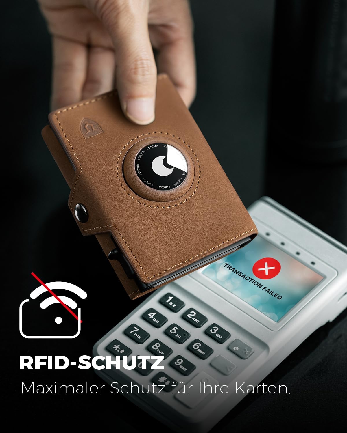 Thumbnail 5 de LORZOR Airtag Wallet Slim Wallet mit Münzfach 9,6x6,5x2 cm