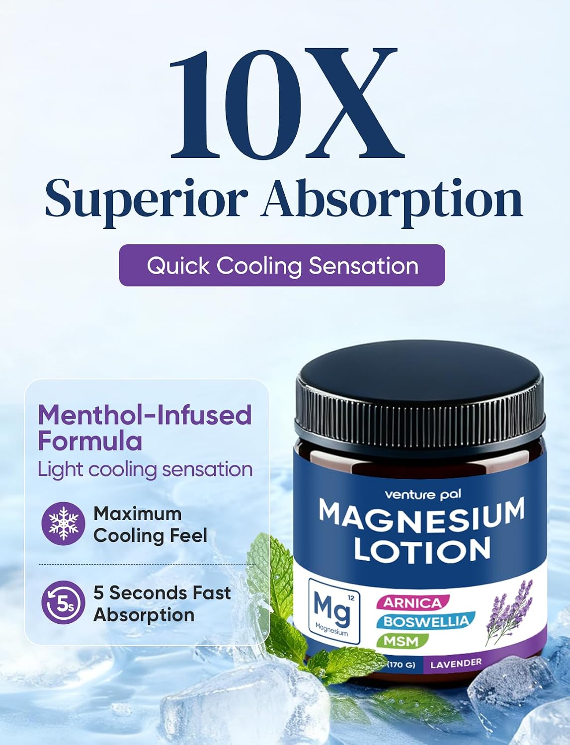 Thumbnail 3 de Magnesium Lotion with Arnica, MSM & Boswellia – Cooling Magnesium Cream for Legs & Feet