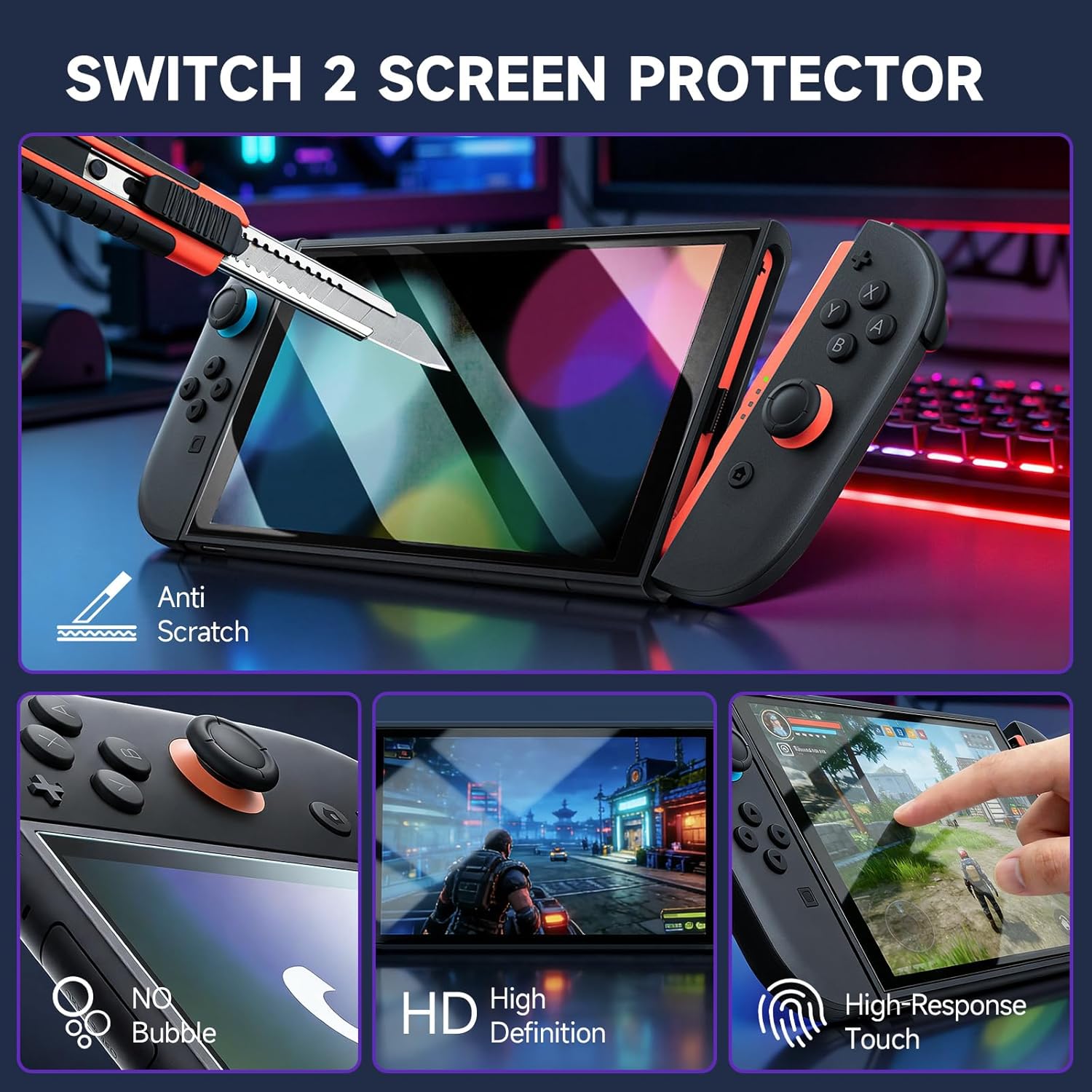 Detalle de AceGamer Pro Hall Effect Controllers Accessories Bundle for Nintendo Switch 2 (17-in-1) — carry case, screen protector, grips & more