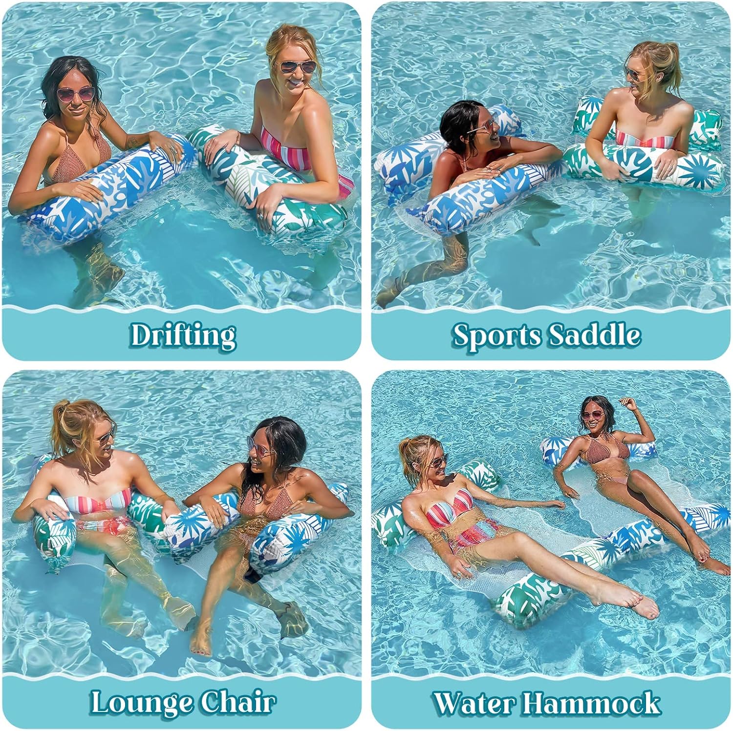 Detalle de Elidepe Luftmatratze Pool XL – 4-in-1 Wasserspielzeug, Hängematte & Lounge für 2 Stück