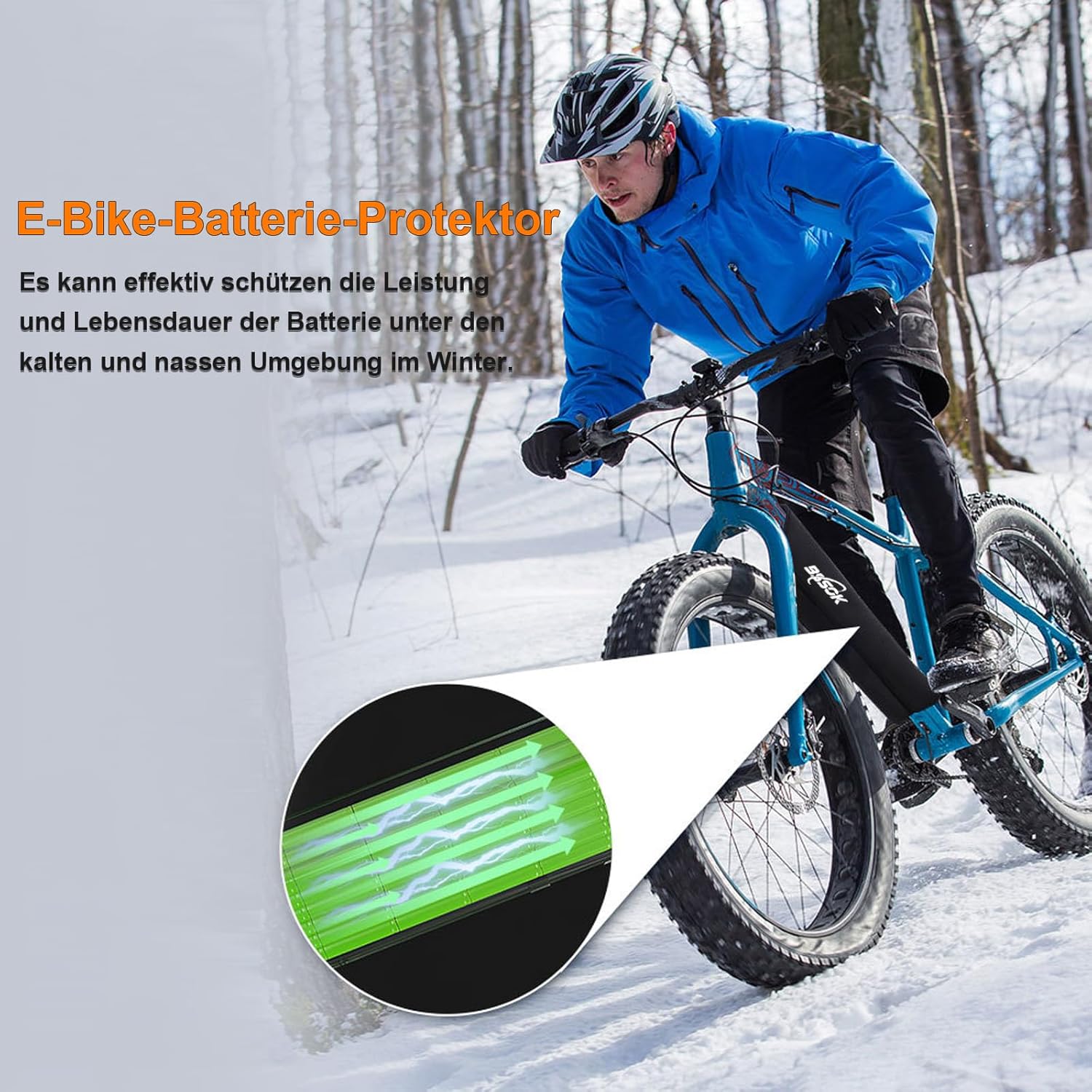 Detalle de BSSOK E Bike Akku Schutzhülle – Universelle Neopren-Abdeckung für E-Bike-Akkus