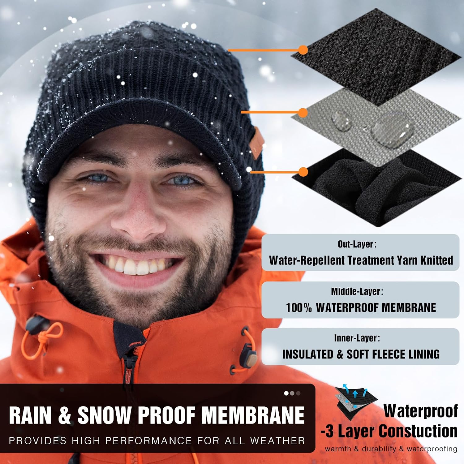 Thumbnail 4 de TOP-EX DryKnit Waterproof Merino Wool Beanie Hat
