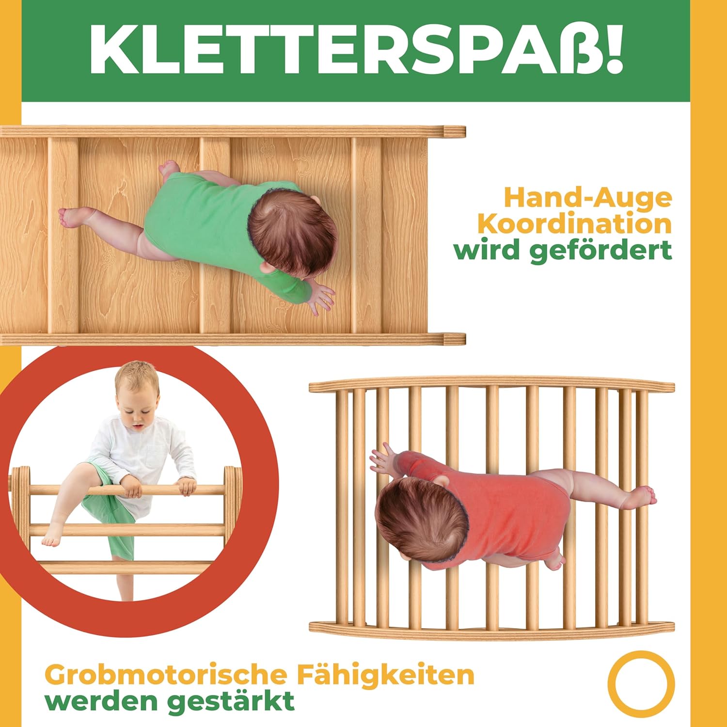 Detalle 2 de Kidiz 7in1 Klettergerüst Montessori – Indoor Spielset aus Holz für Kleinkinder ab 1 Jahr