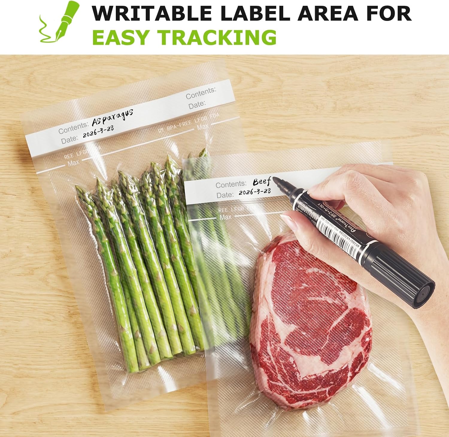 Thumbnail 5 de Bonsenkitchen VB17 Vacuum Sealer Bags, 150 Precut Bags in 3 Sizes