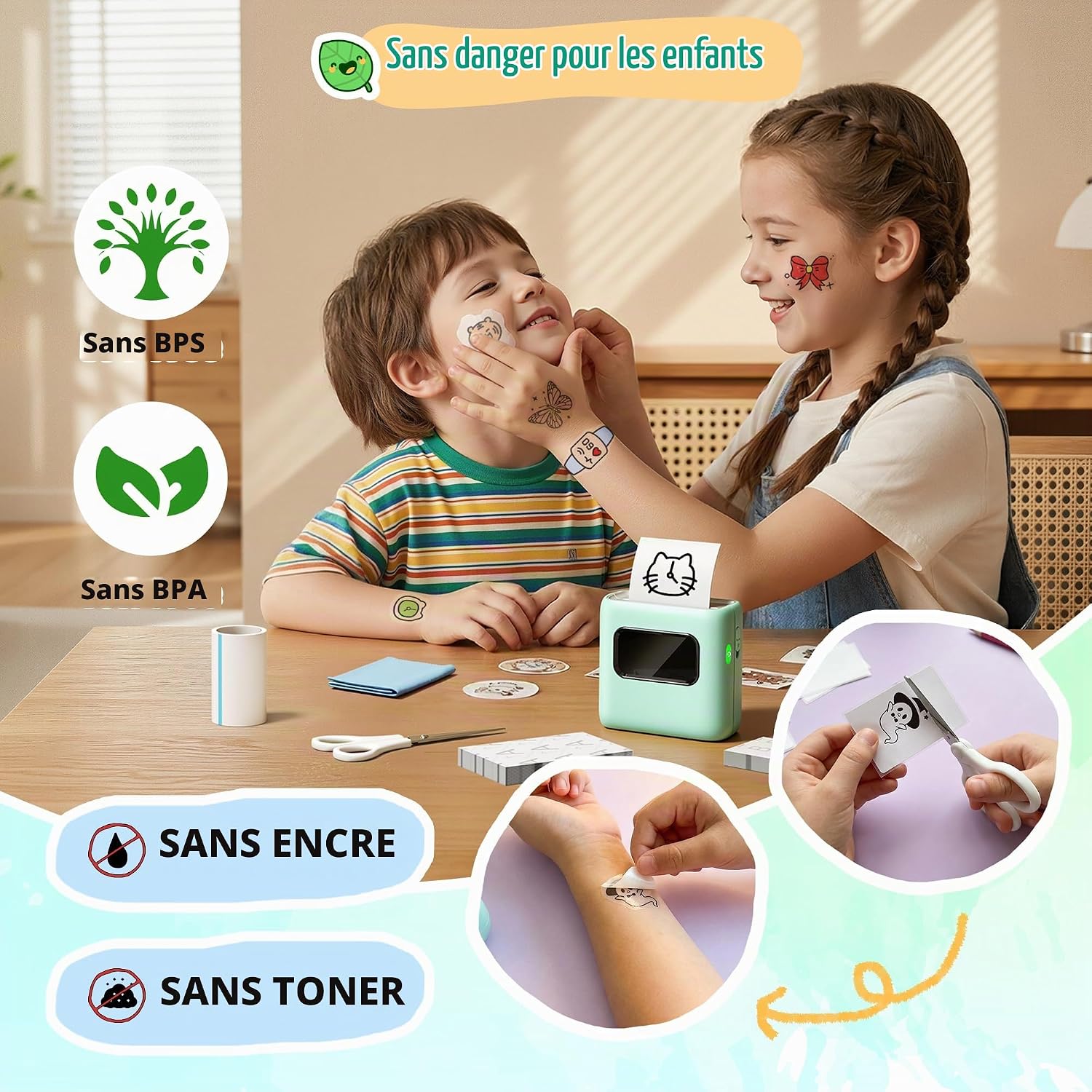Thumbnail 4 de TATTMUSE TK20 tattooprinter voor kinderen met 40 tattoovellen en 4 stiften