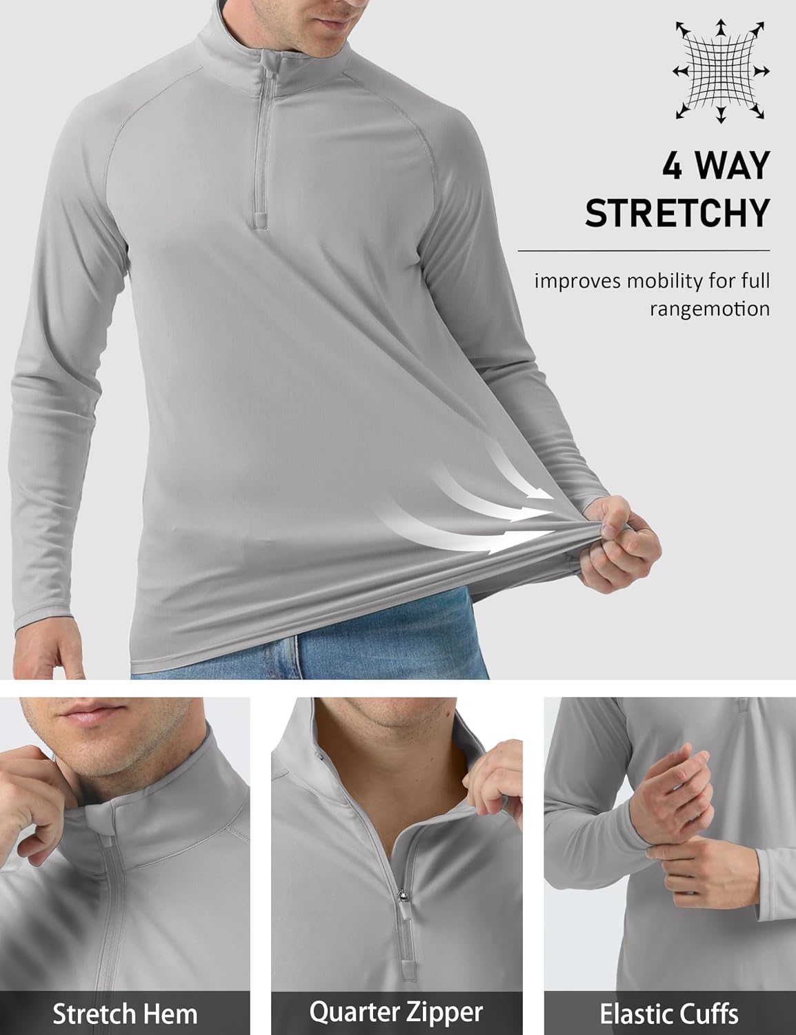 Detalle 2 de MAGCOMSEN Men's Long Sleeve Sun Protection Shirt with UPF 50+ (1/4 Zip Rash Guard)
