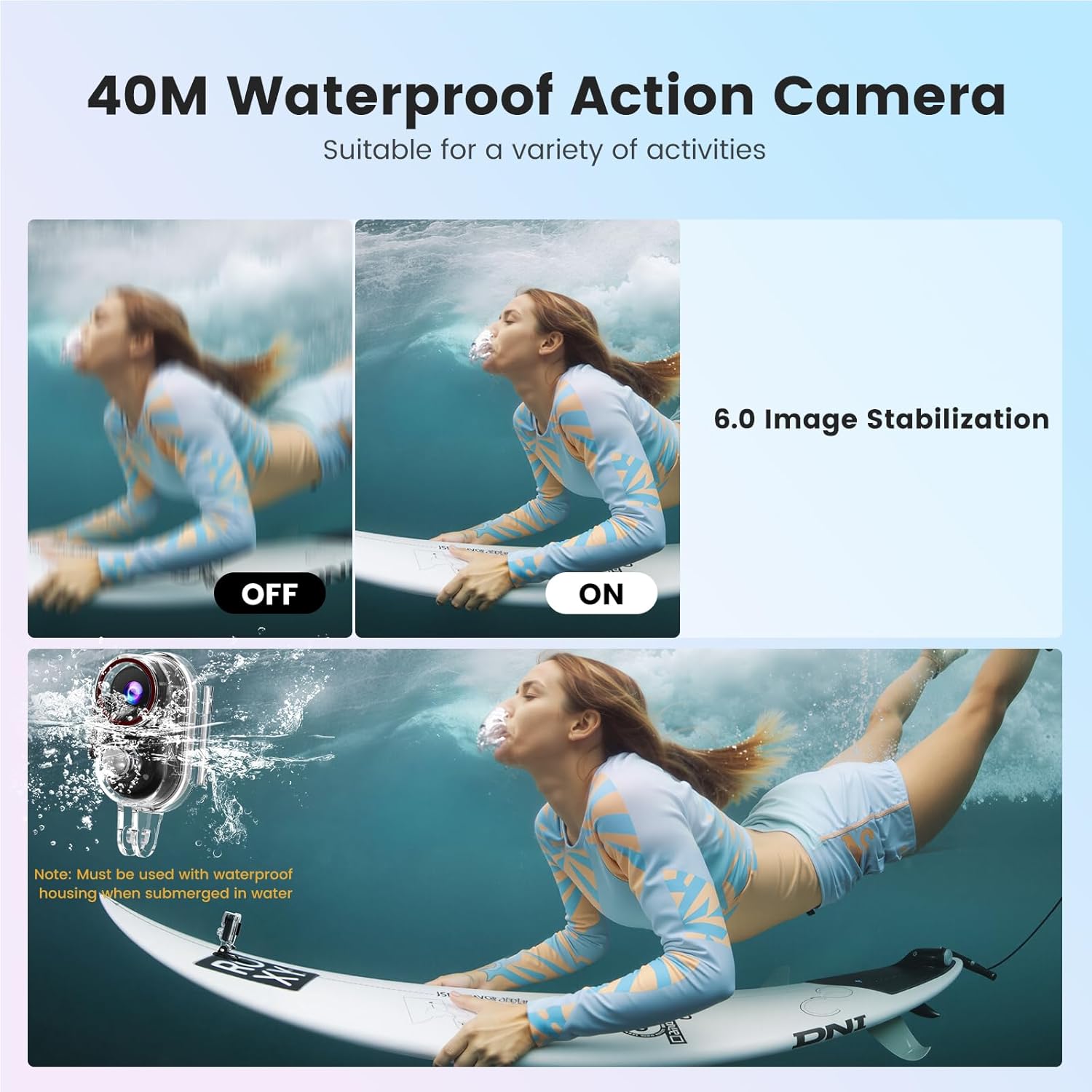 Thumbnail 3 de Caméra Camlance 4K Mini Sport – 20 MP, Stabilisation 6 axes, Waterproof 40 m, Magnétique et WiFi (64 Go inclus)