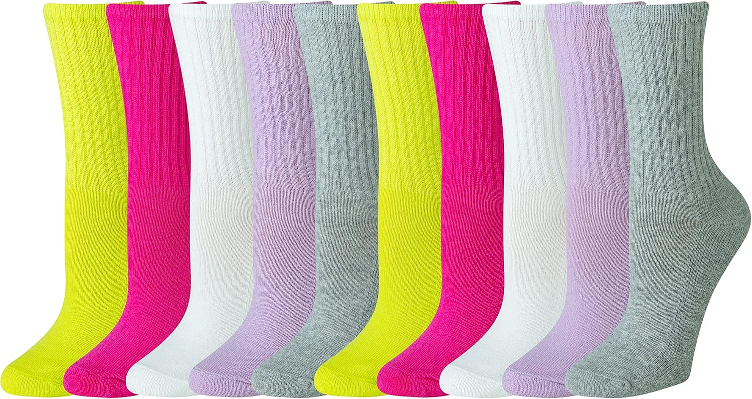 Detalle 2 de Amazon Essentials Women's Cotton Crew Socks, Lightly Cushioned – 10 Pack