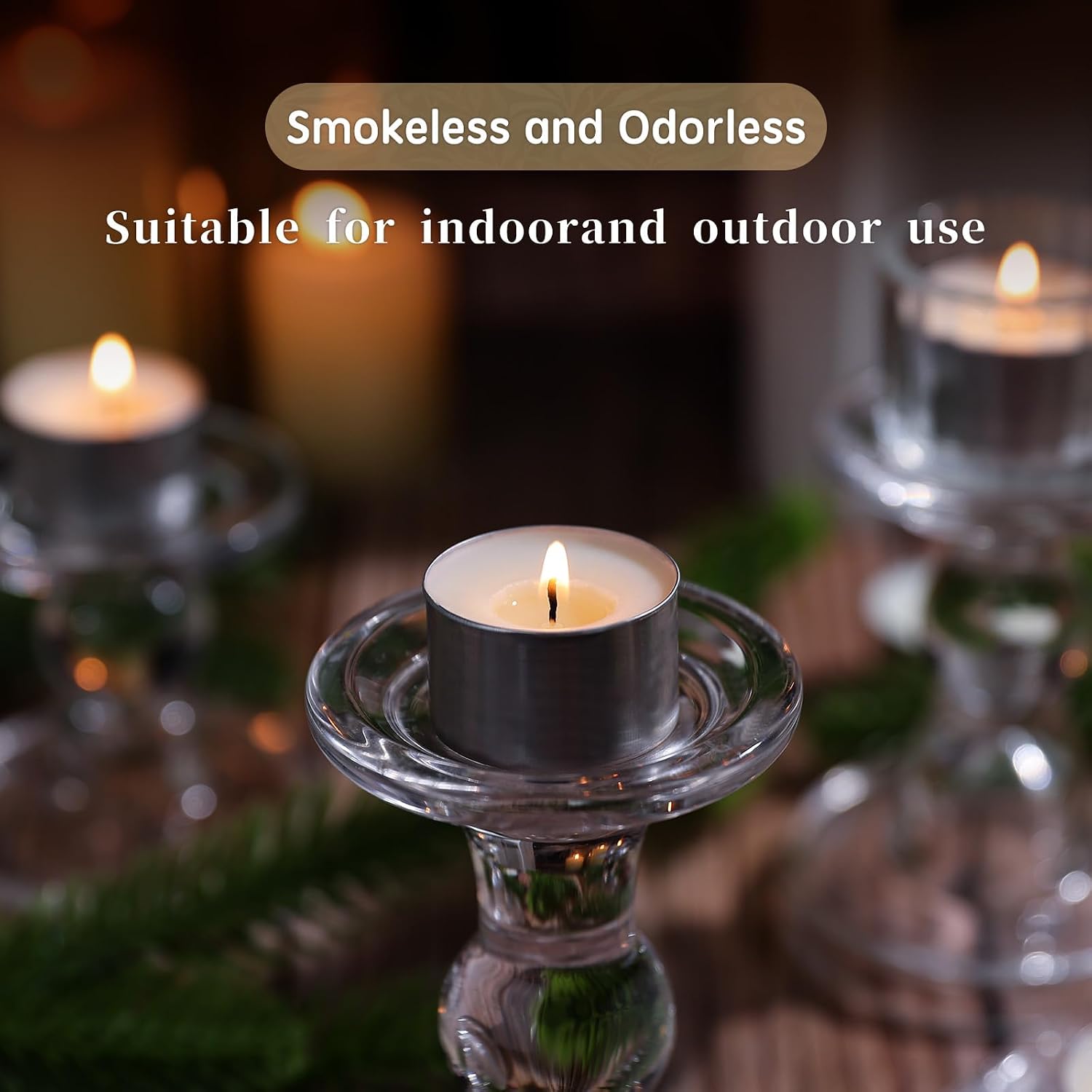 Detalle de 50 Pack 8 Hour Vegan Wax Tea Light Candles – Unscented with Cotton Wicks