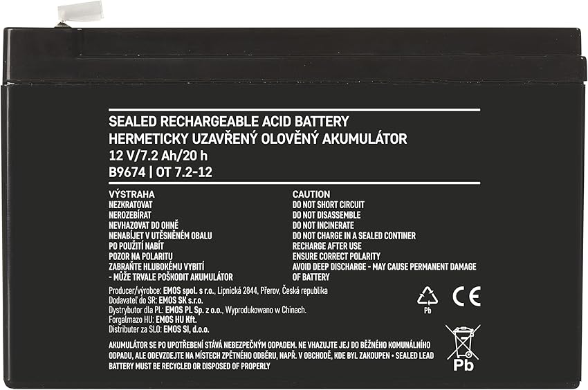 Thumbnail 3 de EMOS Batería AGM 12 V 7,2 Ah para SAI 📦