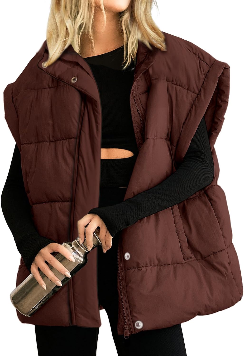 Detalle de Songling Oversized Puffer Vest Quilted Warm Coat