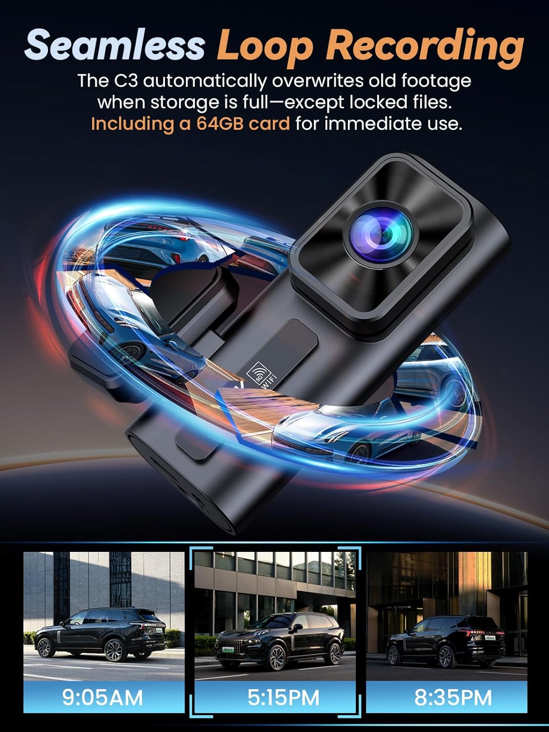 Thumbnail 4 de TINAZEOK C3 4K+1080P Dual Dash Cam