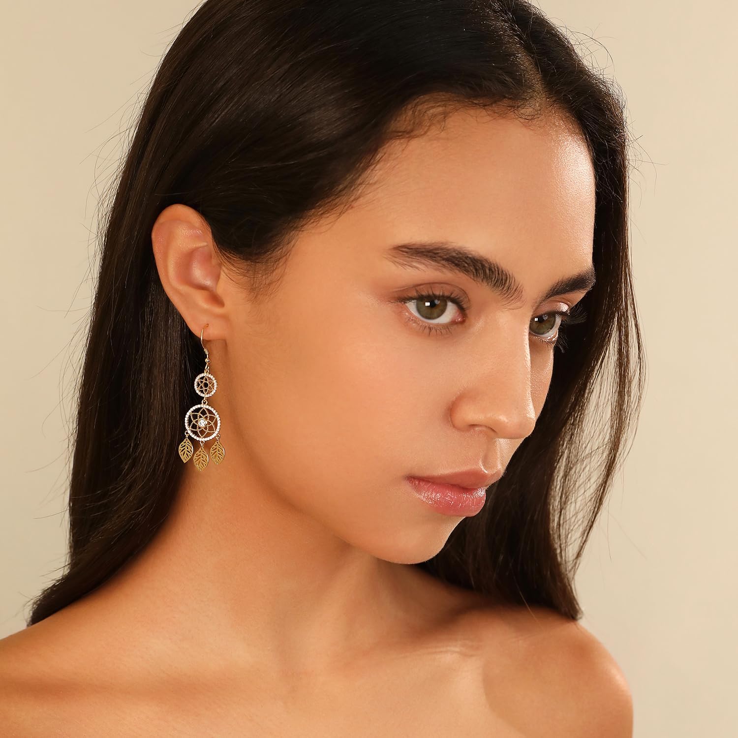 Detalle de Meissa Boucles d'Oreilles Pendantes Argent 925 - Or Rose, fait main