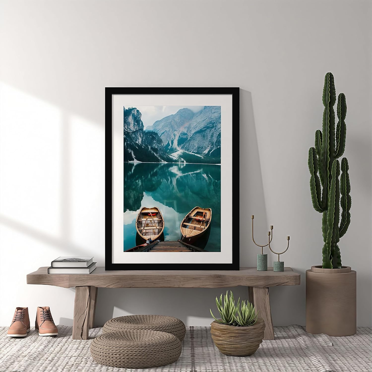 Detalle 2 de Hongkee 20x28 Picture Frame, Black Rustic MDF with Mat and Plexiglass