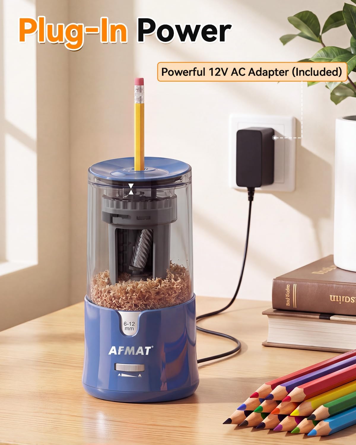 Thumbnail 6 de AFMAT PS93 Electric Pencil Sharpener for 6–12 mm Pencils, Auto Stop, 2 Settings