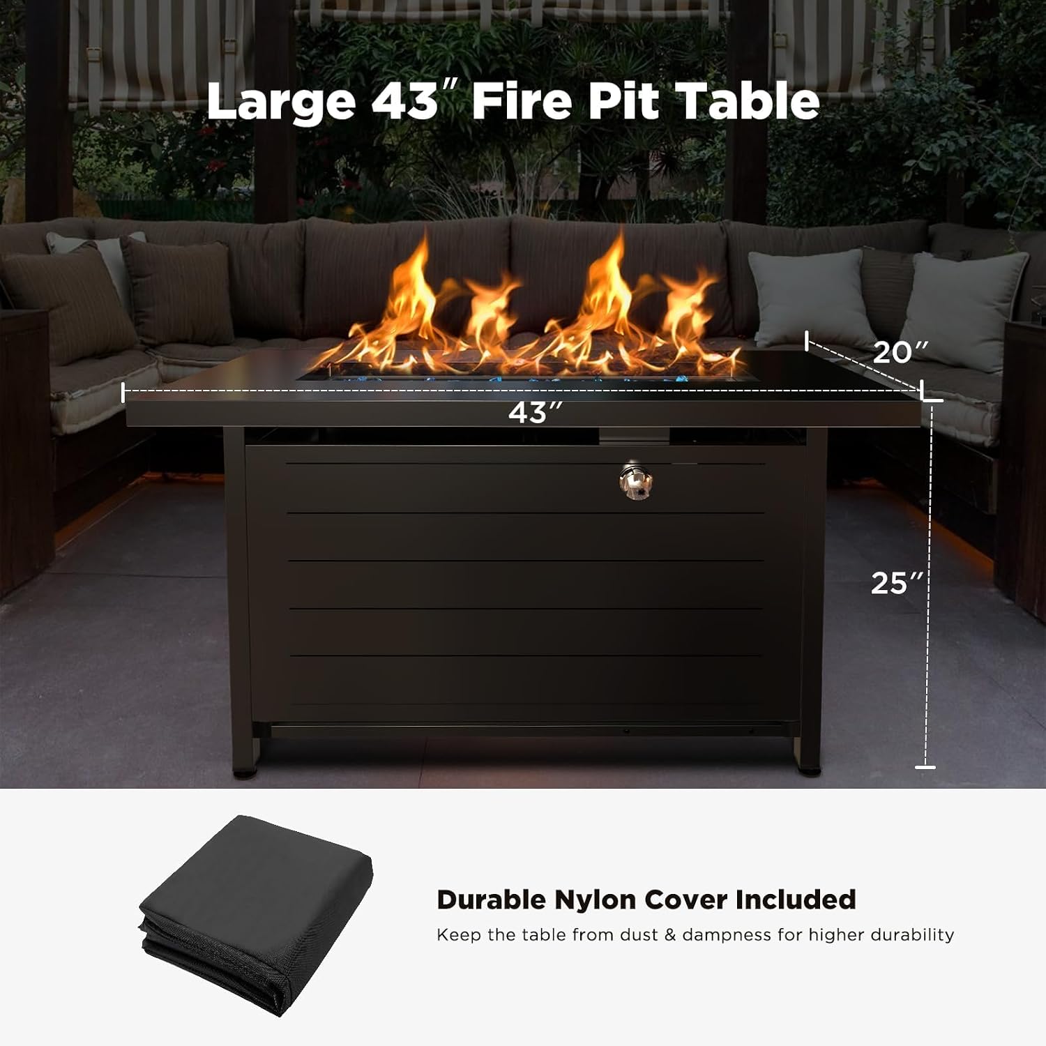 Detalle 2 de Ciays Gas Fire Pit Table 43-inch