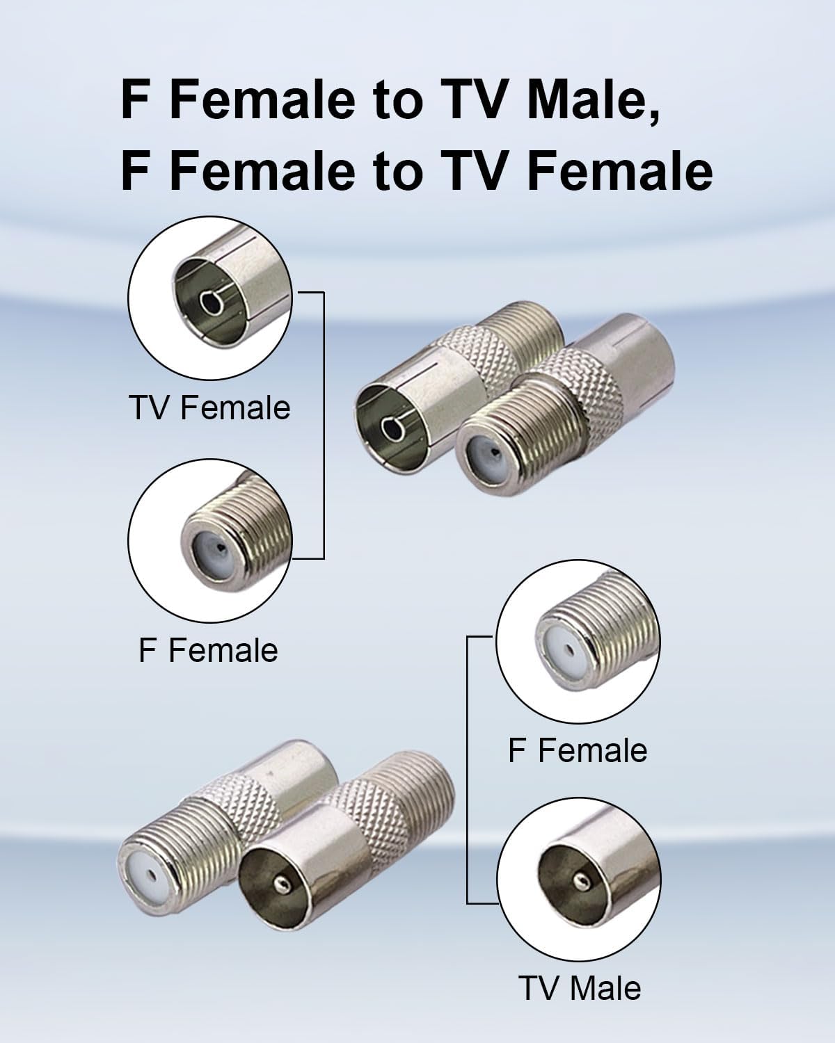 Thumbnail 1 de SEYUGOPTI 2Pcs F to TV Adapter (F female to TV PAL male/female) for coax, satellite and digital TV setups