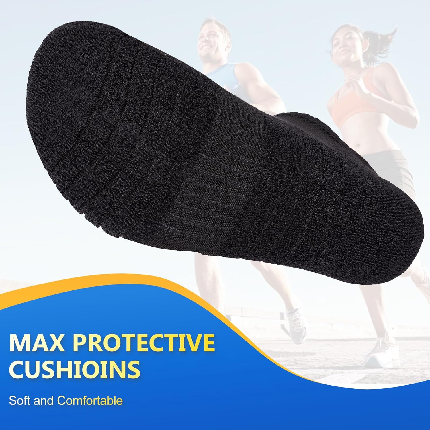 Detalle 2 de SockWaddles Trainer Socks for Men & Women – Anti-Blister Cushioned Ankle Running, Breathable Cotton, 6 Pairs (White/Black)