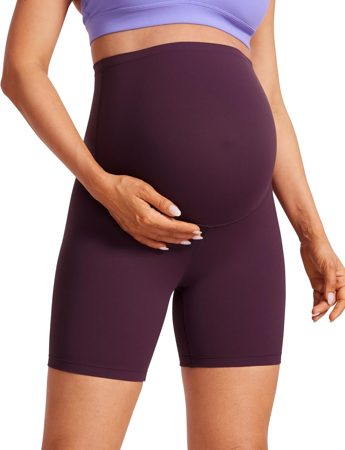 Detalle de CRZ YOGA Women's Butterluxe Maternity Shorts Over The Belly