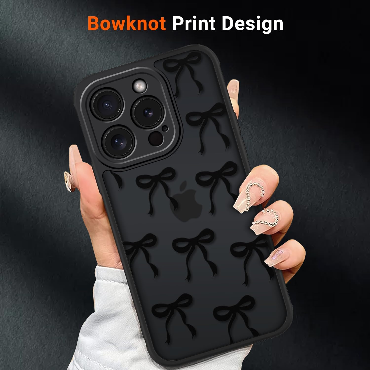 Thumbnail 5 de XTCASE Coque pour iPhone 15 Pro – Dossier Papillon Noeud, Noir, Silicone TPU + PC, anti-jaunissement et protection caméra