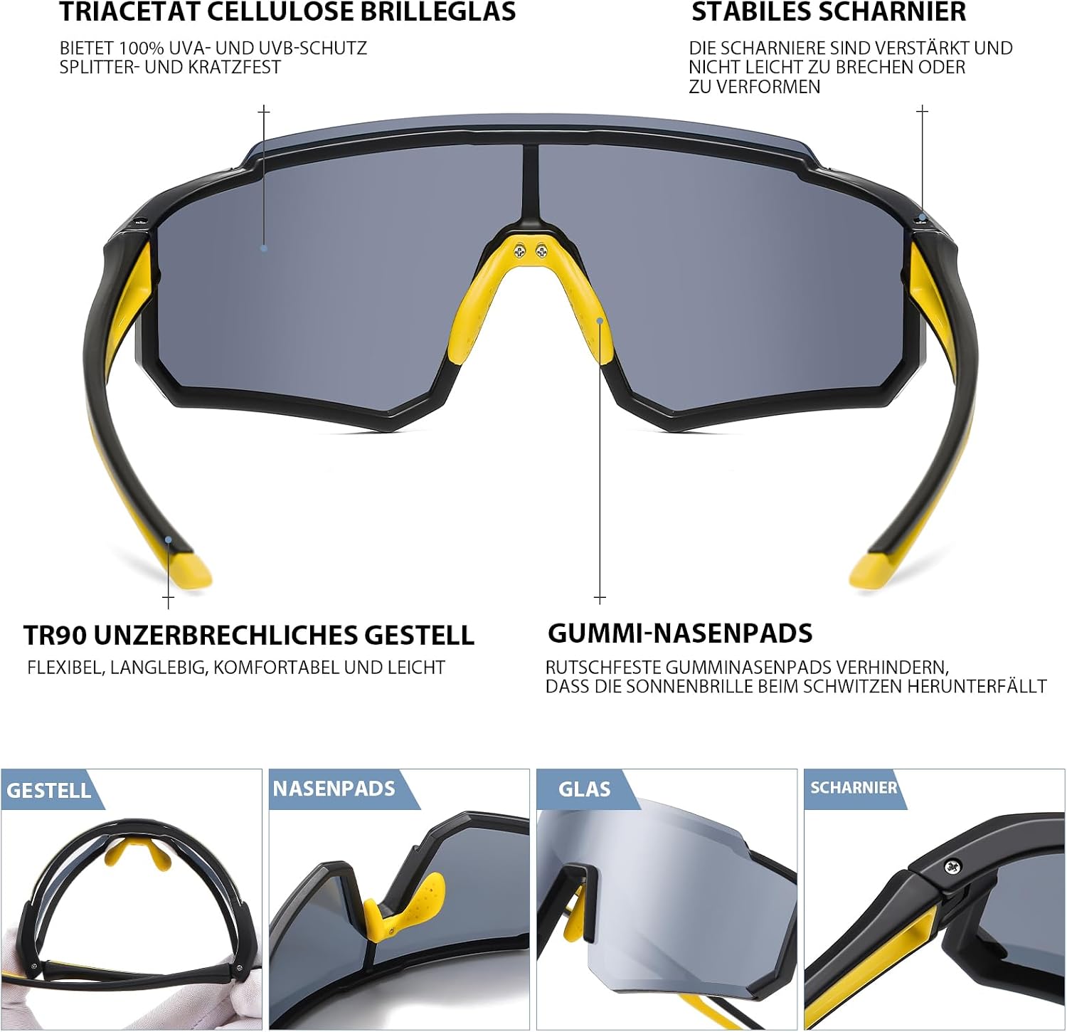 Detalle de DUCO Polarisierte Jugend-Sonnenbrille DK310 – UV400, leichtes TR90, verstellbares Band, 8–16 Jahre
