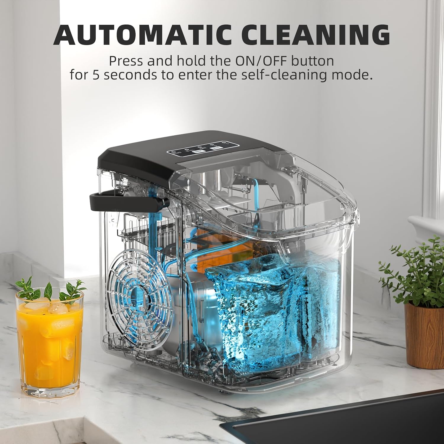 Detalle 1 de Antarctic Star HZB-12/Q Countertop Ice Maker, 2 Ice Sizes and Self-Cleaning