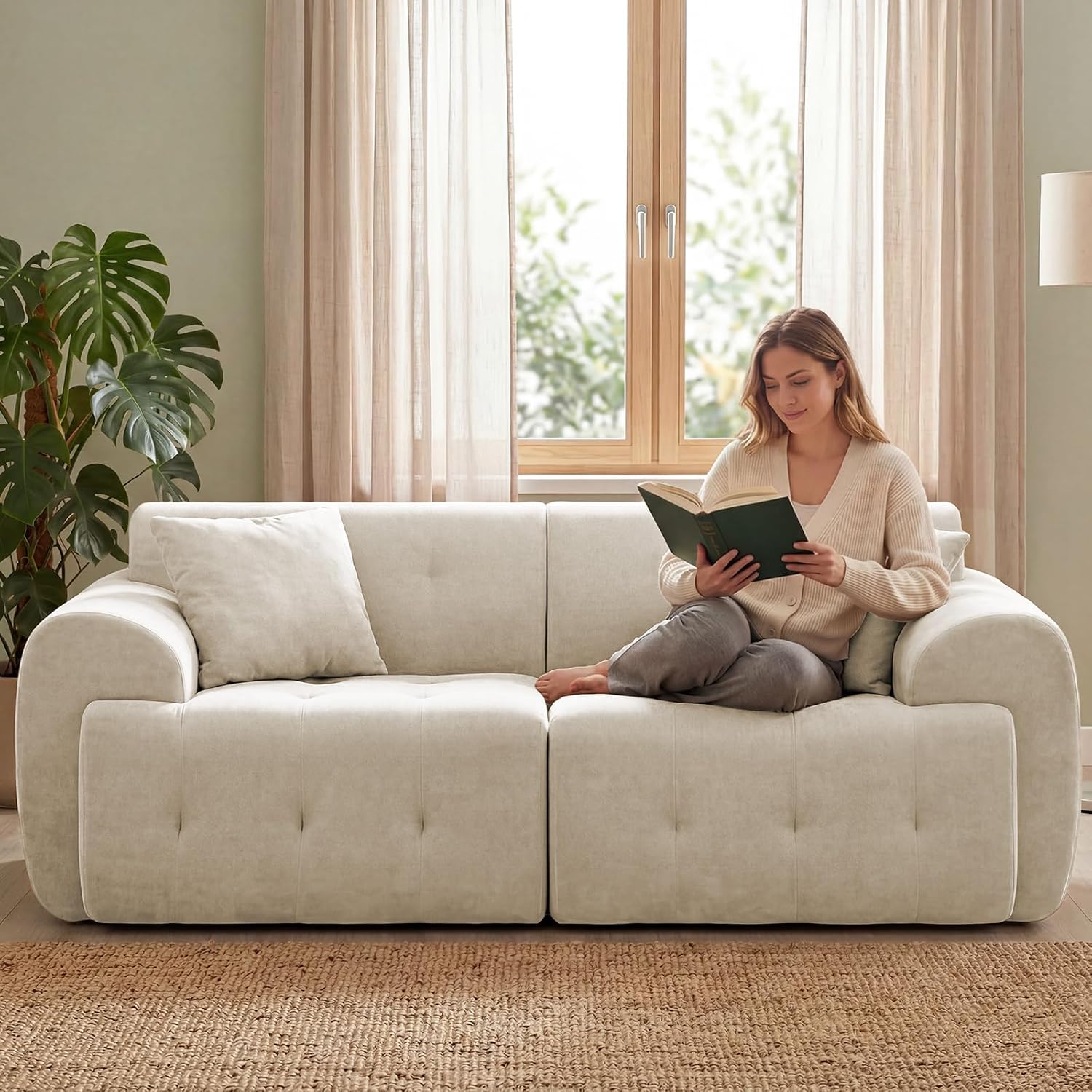 Thumbnail 6 de COMHOMA B16 2-zitsbank van stof, beige, 180 x 86 x 40 cm