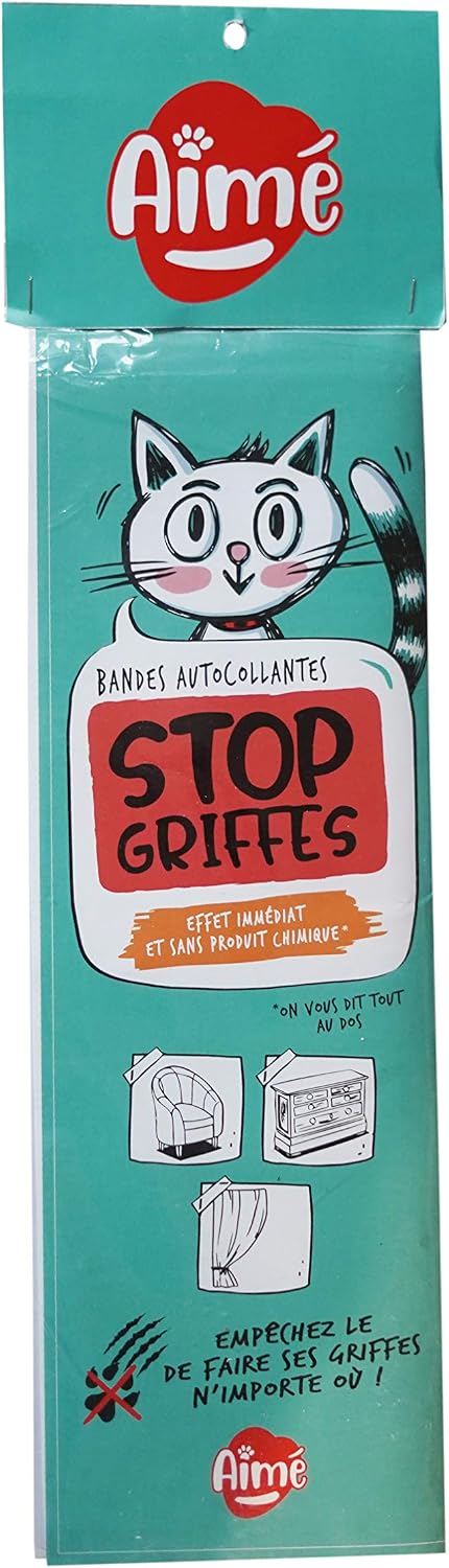 Aimé Stop'Griffes Double Bandes Adhésives anti-griffes pour chat (x24) – protection invisible pour intérieur