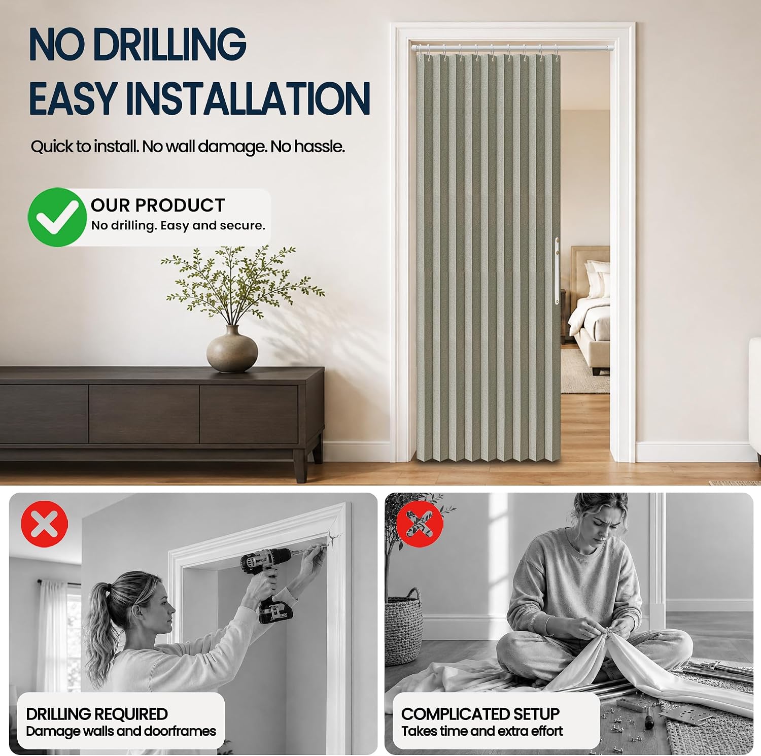 Thumbnail 6 de AJAZZ 1 Blackout Accordion Door Curtain, Grey, 42" W x 78" L
