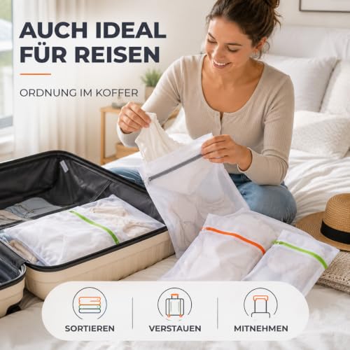 Detalle 2 de 10 x Premium Wäschenetz Set – Netz für Waschmaschine mit Reißverschluss, gemischte Größen (10er Mix) von TK Gruppe Timo Klingler