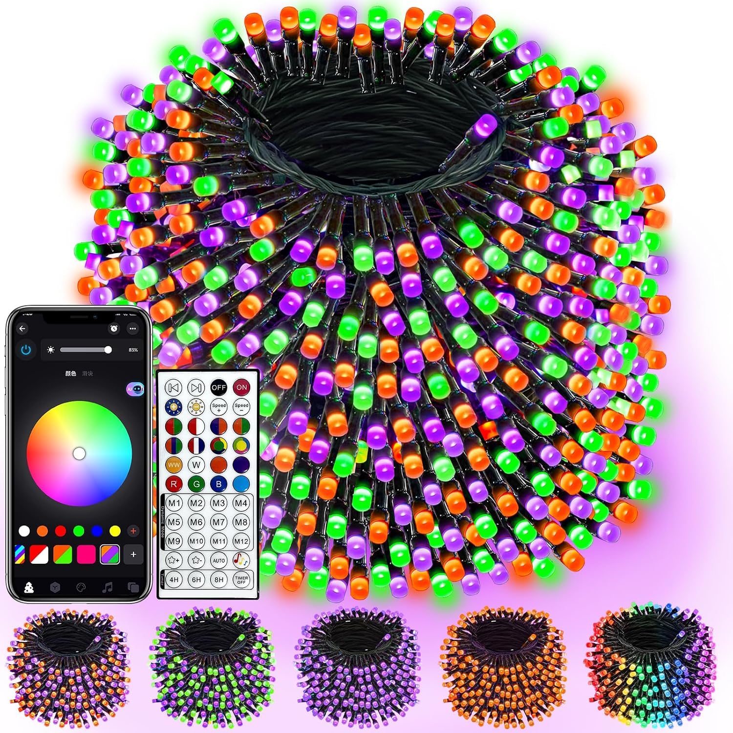 Detalle de BHCLIGHT GP-SW290DC0517-IP44(US) 800-LED RGB String Lights, 275 ft