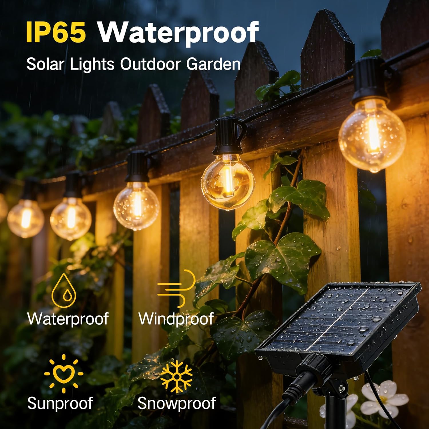 Thumbnail 1 de GCCATE Solar String Lights Outdoor Garden 15M/50FT with USB-C, IP65, 17+1 G40 Bulbs