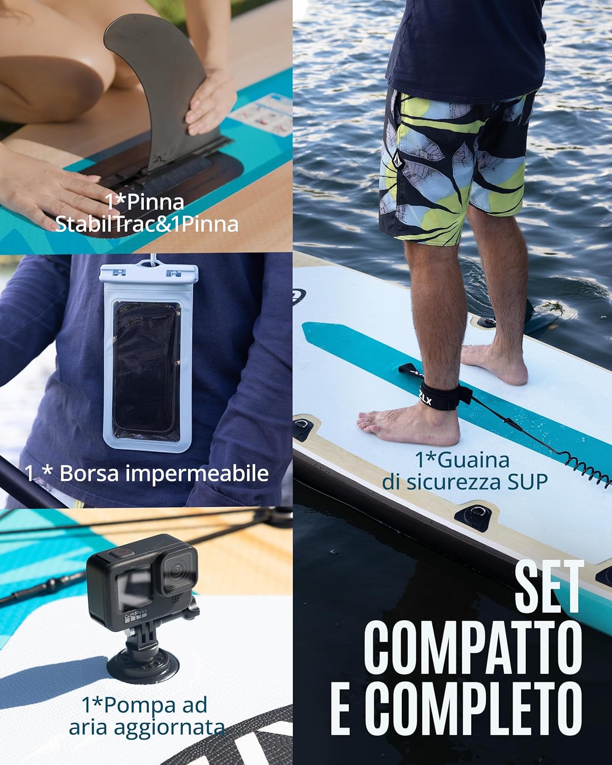Detalle de ZLX Sup Gonfiabile 350x83 cm: tavola SUP Touring con accessori completi